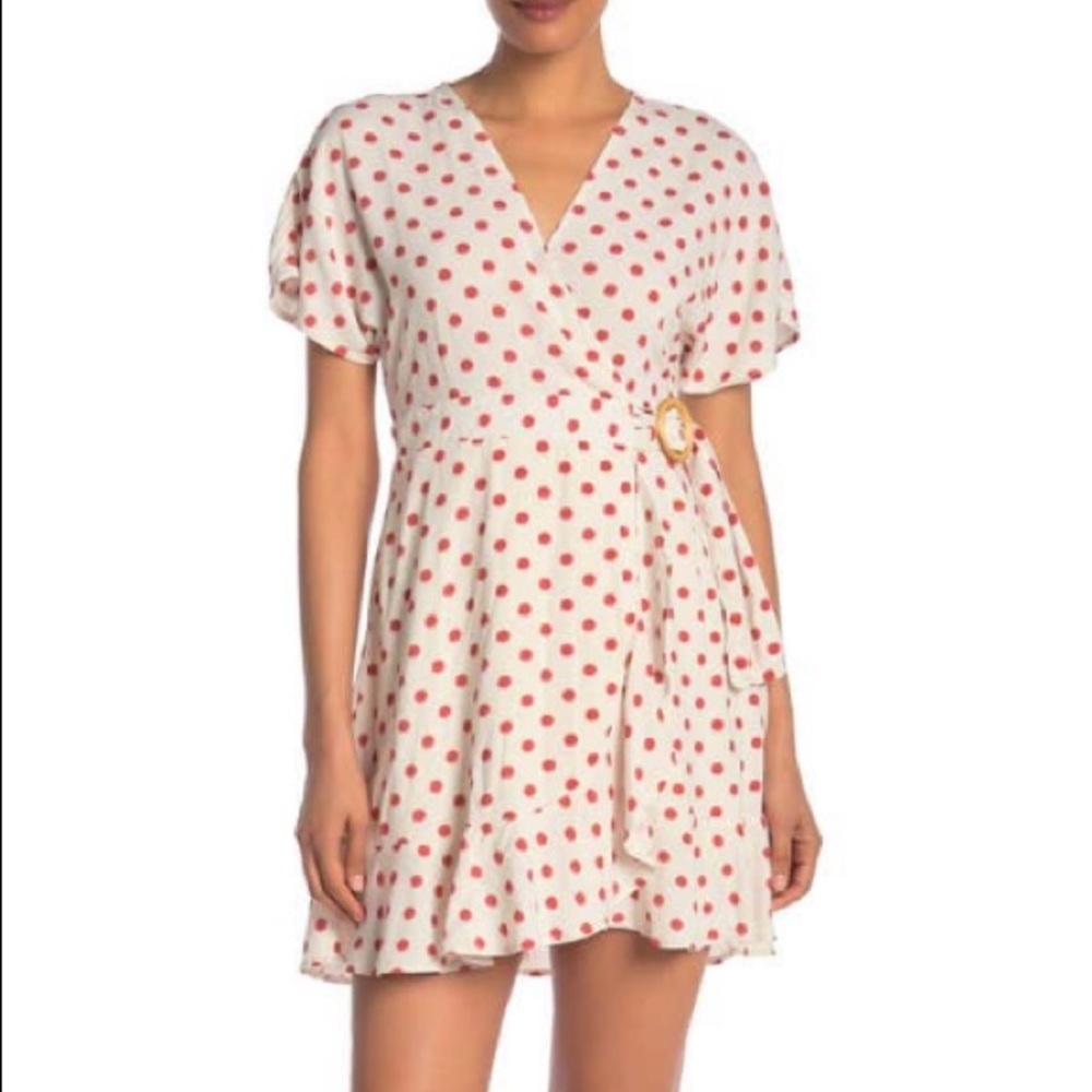 JOA Short Sleeve Polka Dot Mini Dress Nordstrom